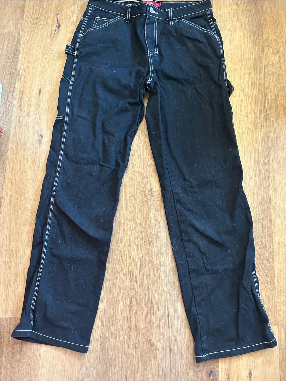 Dickies Black Work Pants with White Contrast Stitching